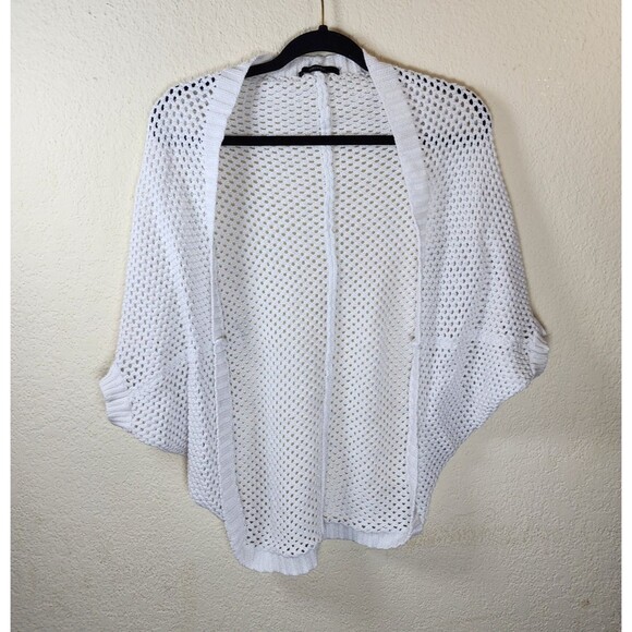 Forever 21 Women S White Open Knit 3/4 Sleeve Open Front Lightweight Cardigan - Picture 1 of 3